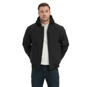 Hawke & Co Mens Black Bomber Jacket With Hood - Size L